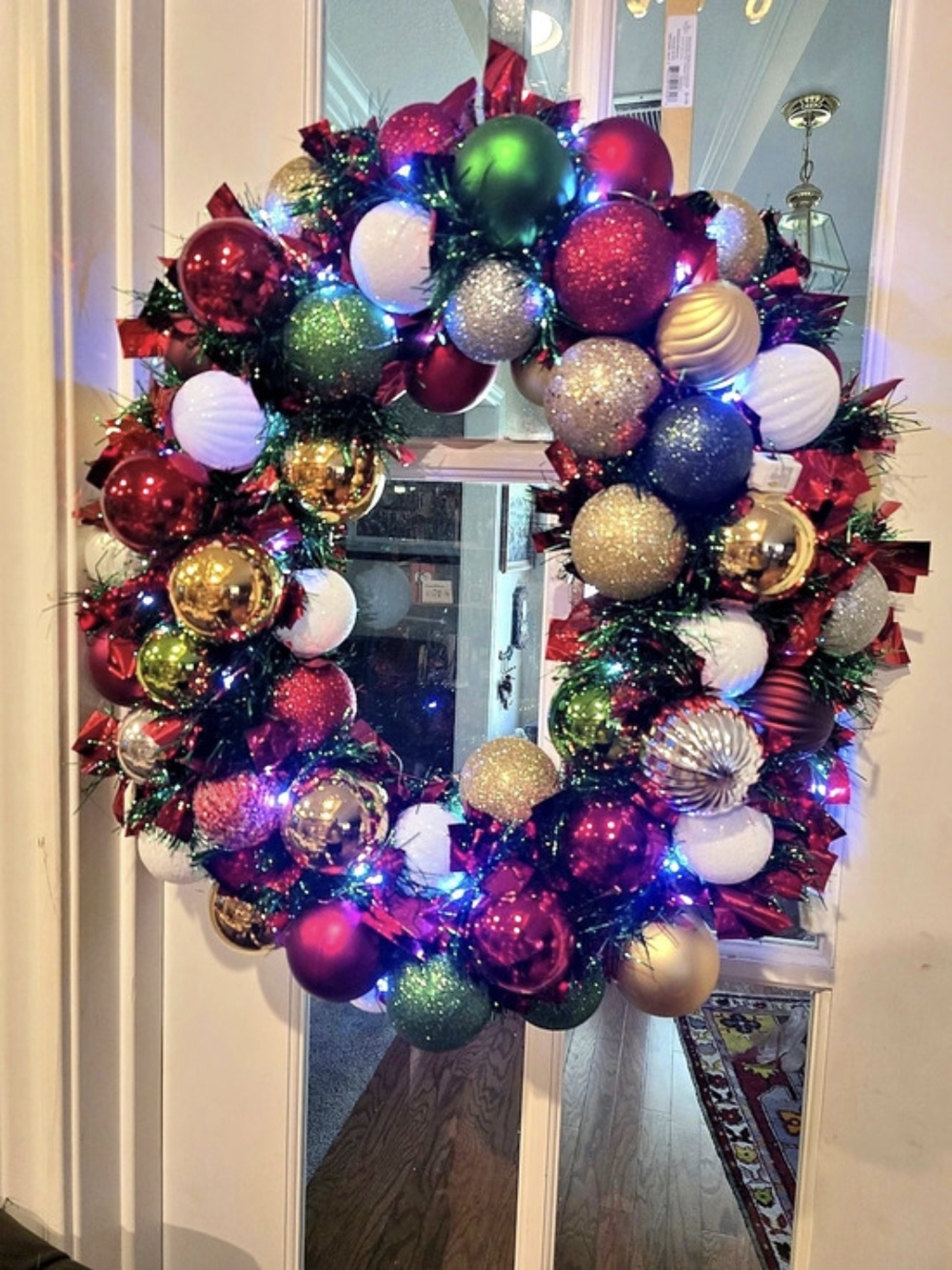 Multicolor Lighted Christmas Wreath